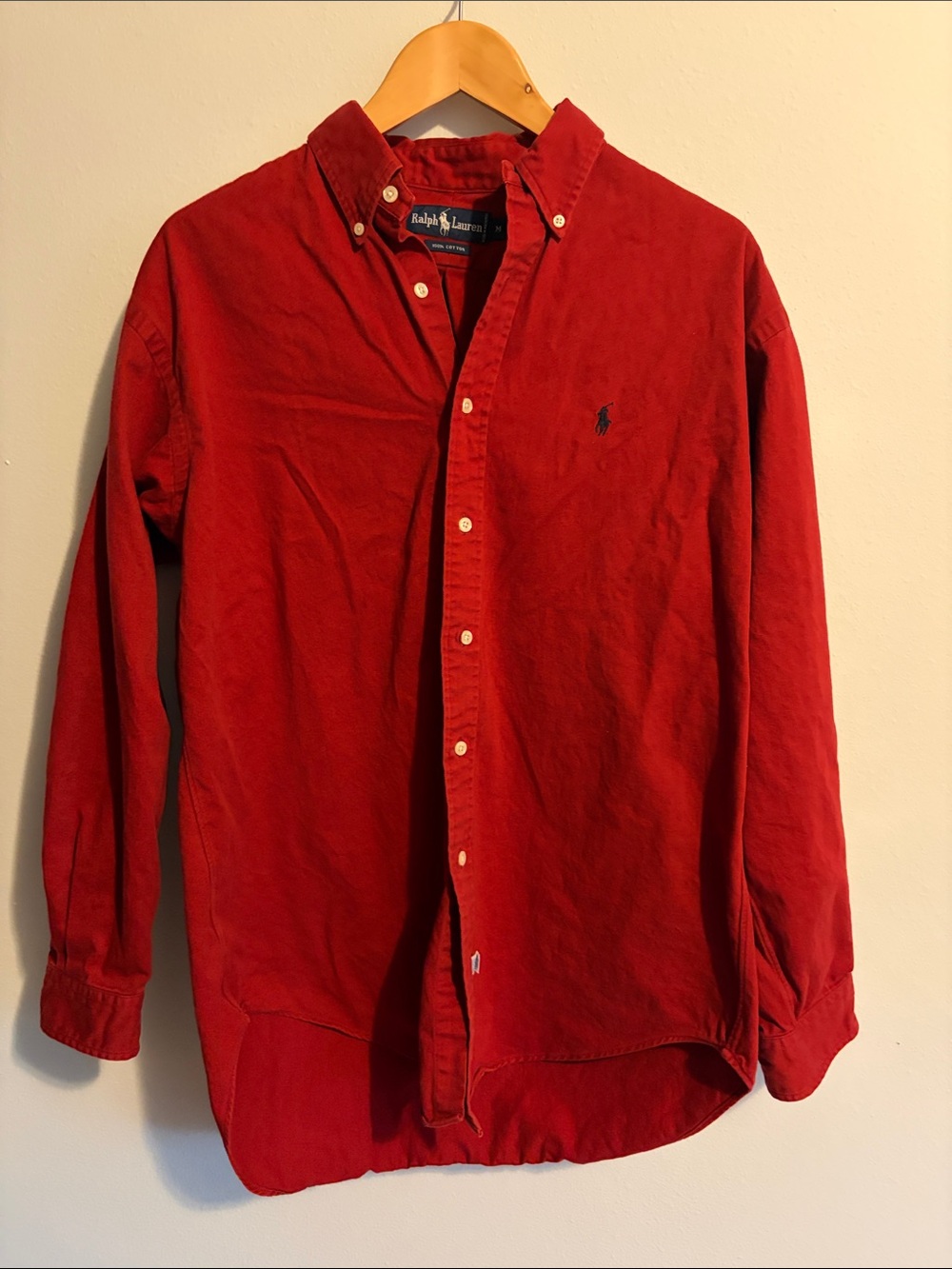 Ralph Lauren Men's Red Long Sleeve Button-Down Shirt — Size M 🍒